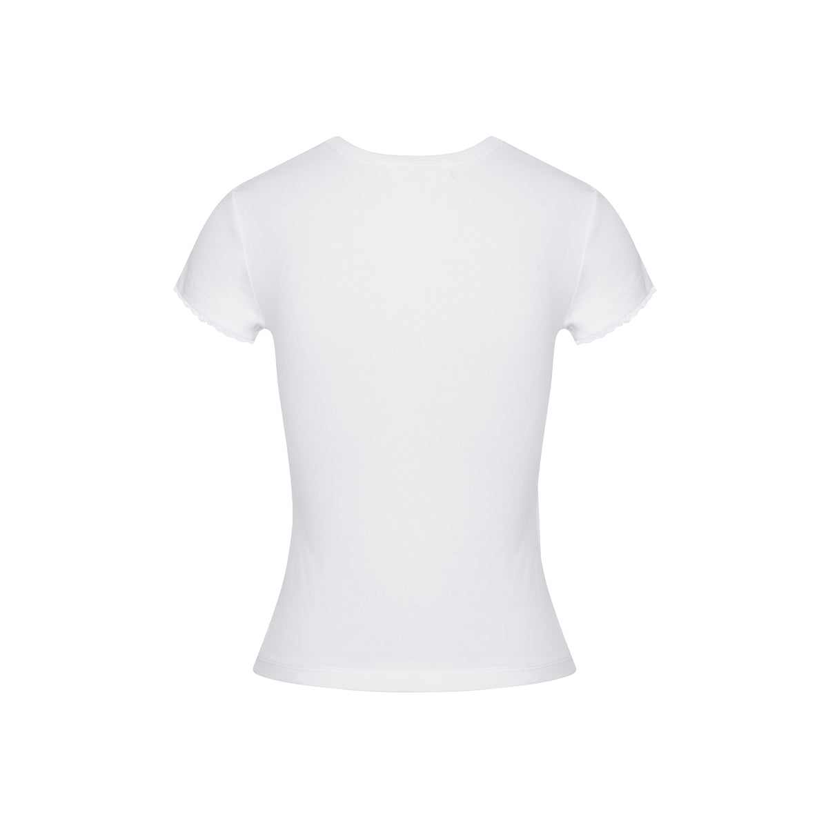 Kroche Lace Sleeve Clean Fit Logo Slim Fit Top White