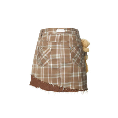 13De Marzo Doozoo Plaid Denim Skirt Brown