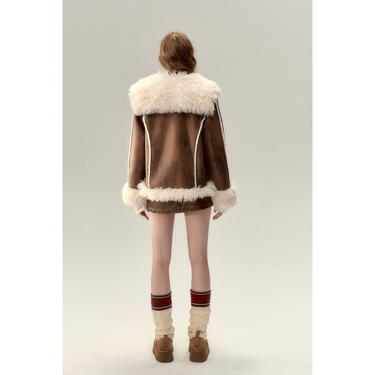 Via Pitti Rabbit Fur Faux Leather Thick Jacket