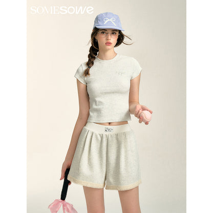 SomeSowe Embroidery Bow Cotton T-Shirt