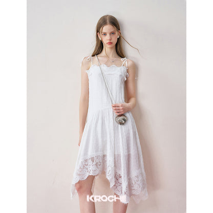 Kroche Lace Patchwork Irregular Cutting Sling Dress