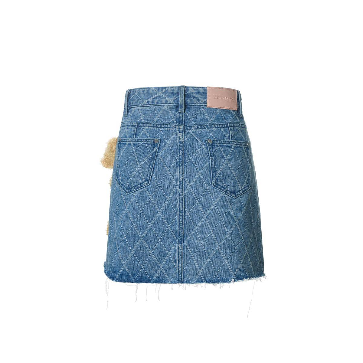 13De Marzo Bear Diamond Check Denim Skirt Blue