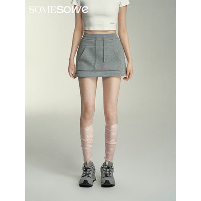 SomeSowe Kangaroo Pocket Short Skirt Grey