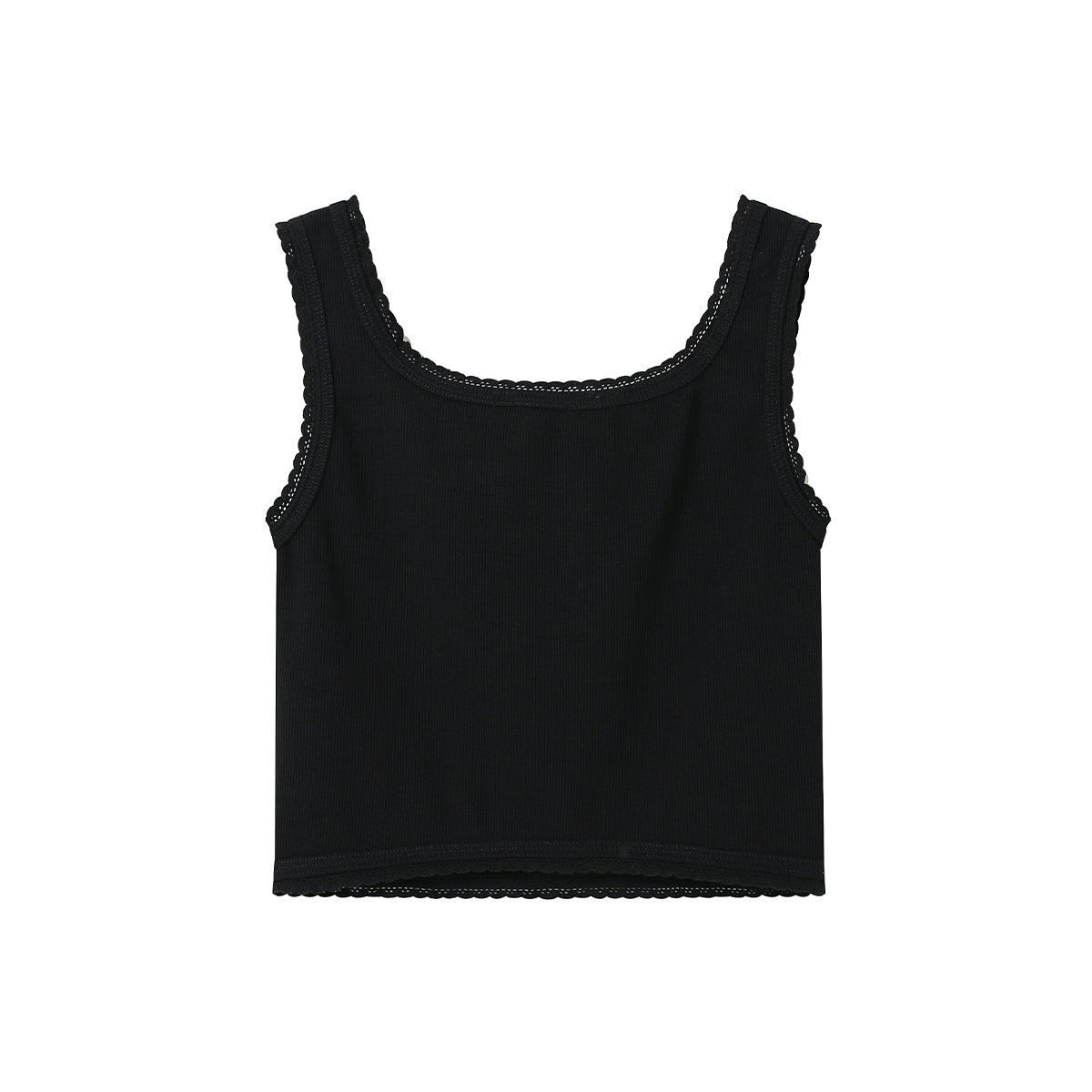 SomeSowe Lace Edge Rivet Knit Vest Black