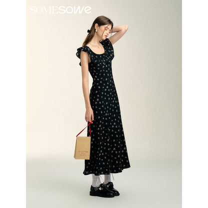 SomeSowe Lace Up Floral Long Dress