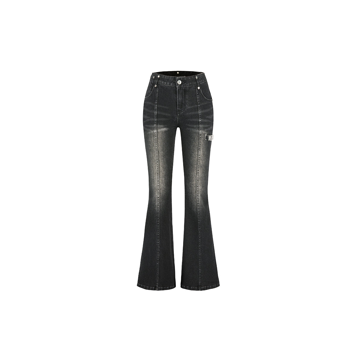 Weird Market Metal Logo Flare Jeans Black