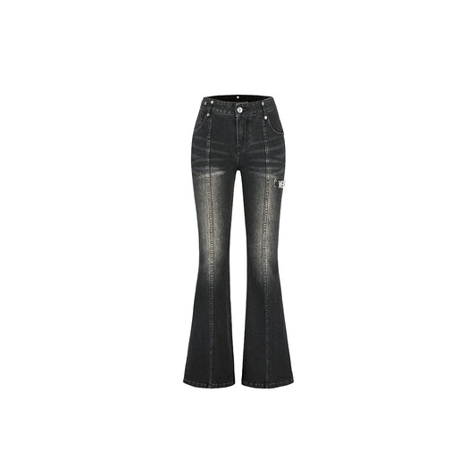 Weird Market Metal Logo Flare Jeans Black