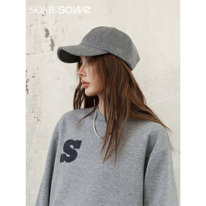 SomeSowe Logo Embroidery Woolen Cap Grey