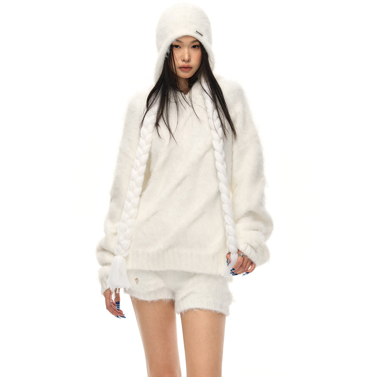 NotAwear Slouchy Hooded Fuzzy Woolen Sweater