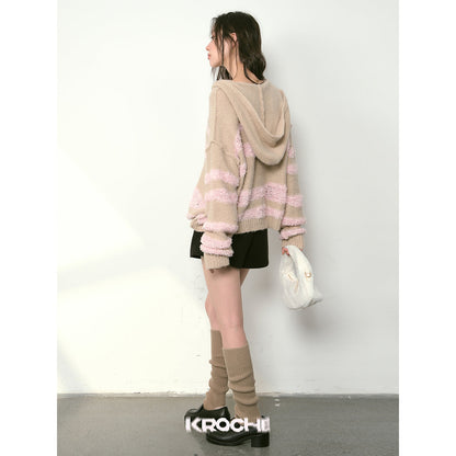 Kroche Color Blocked Destroy Oversized Hooded Sweater