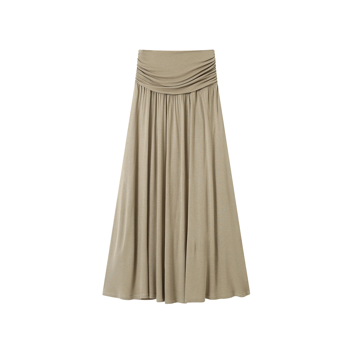 SomeSowe Heaped Ruffle Long Skirt Khaki