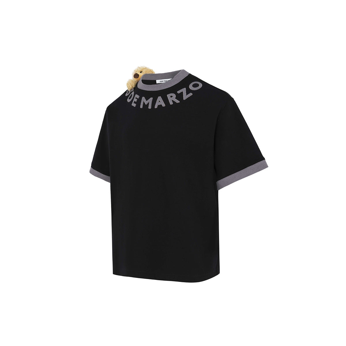 13De Marzo Round Neck Knit Logo T-Shirt Black