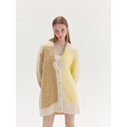 Rumia Dewar Knitted Cardigan Yellow And Camel