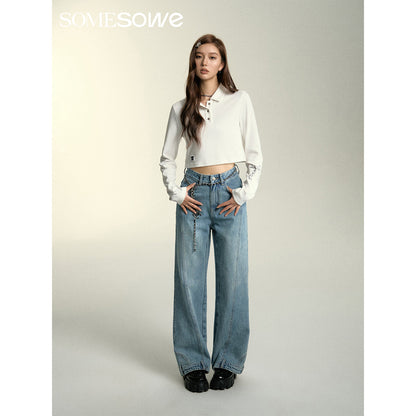 SomeSowe Deconstructed Waistline Oversized Jeans