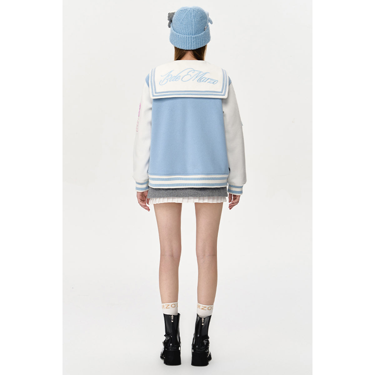 13De Marzo Sailor Collar Doozoo Mermaid Baseball Jacket Blue