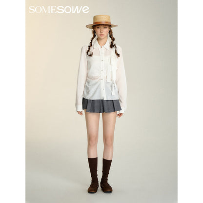 SomeSowe Bow Waisted Pleated Shirt White