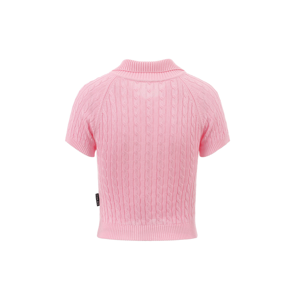 Via Pitti Logo Embroidery Button Knit Polo Top Pink