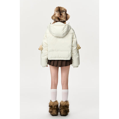 13De Marzo Plush Elbow Bear Down Jacket Beige