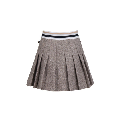 Eimismosol Waist Logo Pleated Skirt Khaki