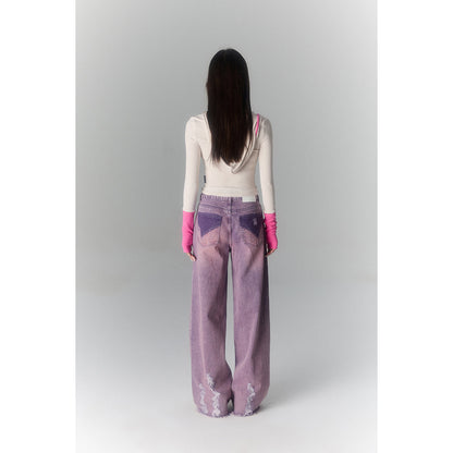 Via Pitti Rugged Low-Waist Wide-Leg Jeans Purple