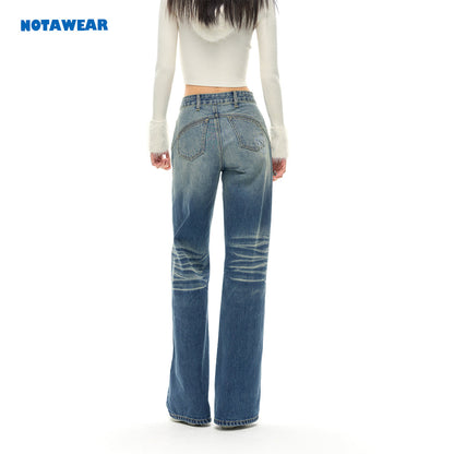 NotAwear Cat Beard Pattern Straight-Leg Jeans