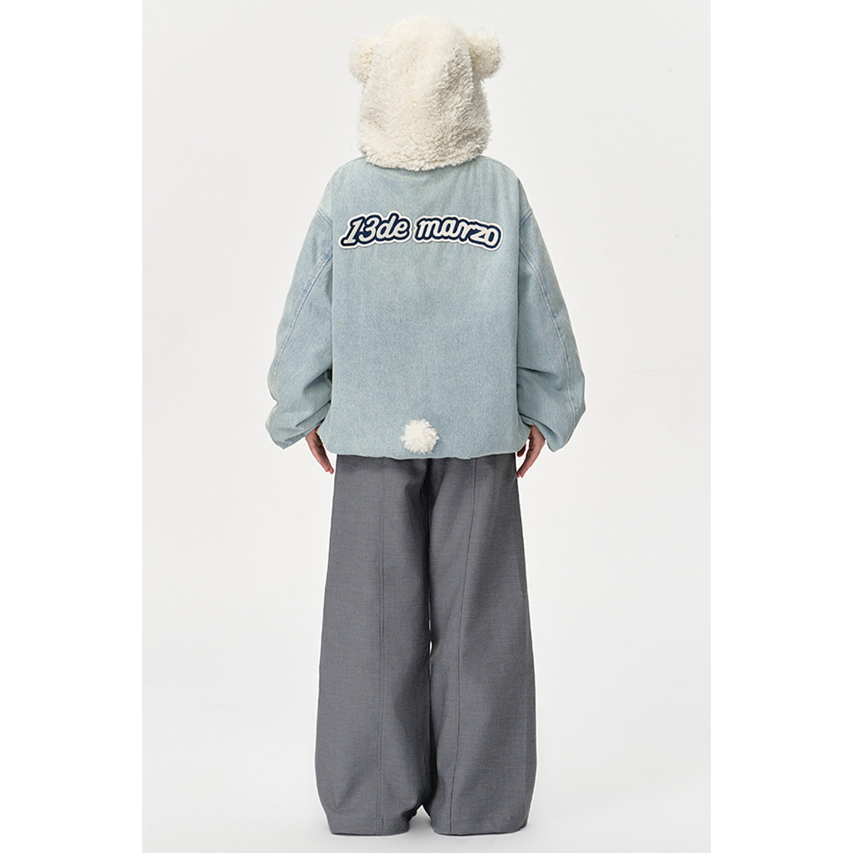 13De Marzo Detachable Bear Mask Padded Hoodie Blue