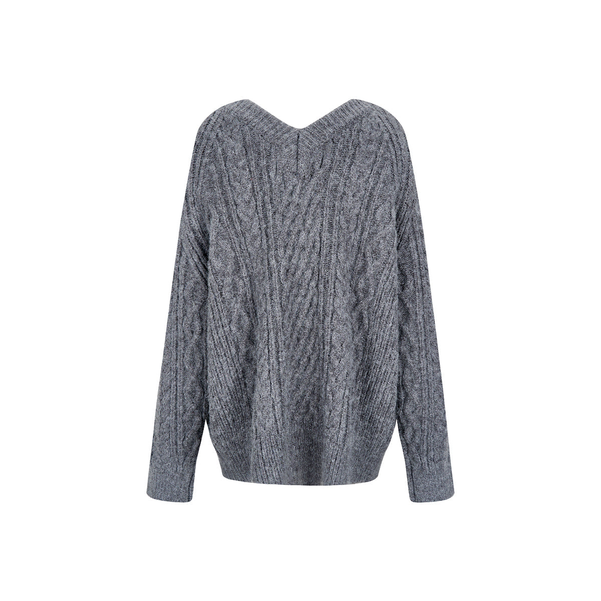 Via Pitti Two-Way Twist Knit Woollen Cardigan Grey