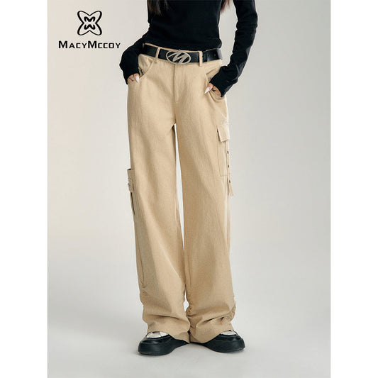 MacyMccoy Pleated Wide-Leg Cargo Pants Khaki