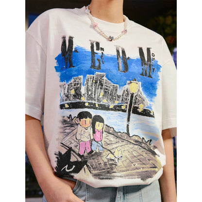 MEDM x Newmasus Night Scene Graffiti T-Shirt White