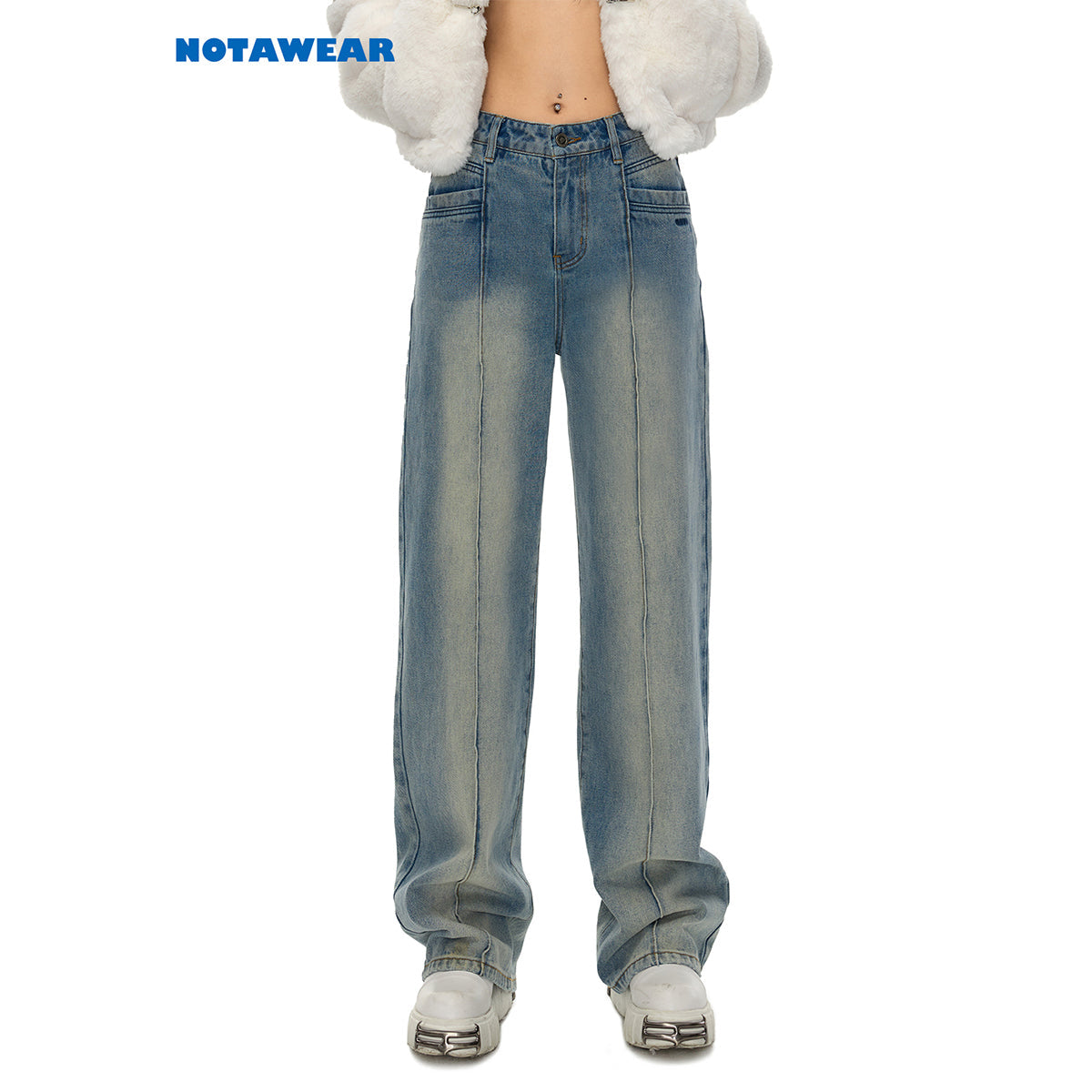 NotAwear Monkey Wash Straight Leg Jeans