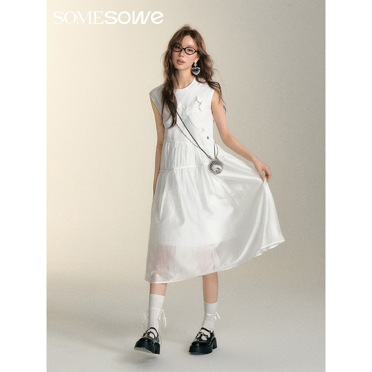 SomeSowe Origami Bow Tiny Flying Sleeves Dress