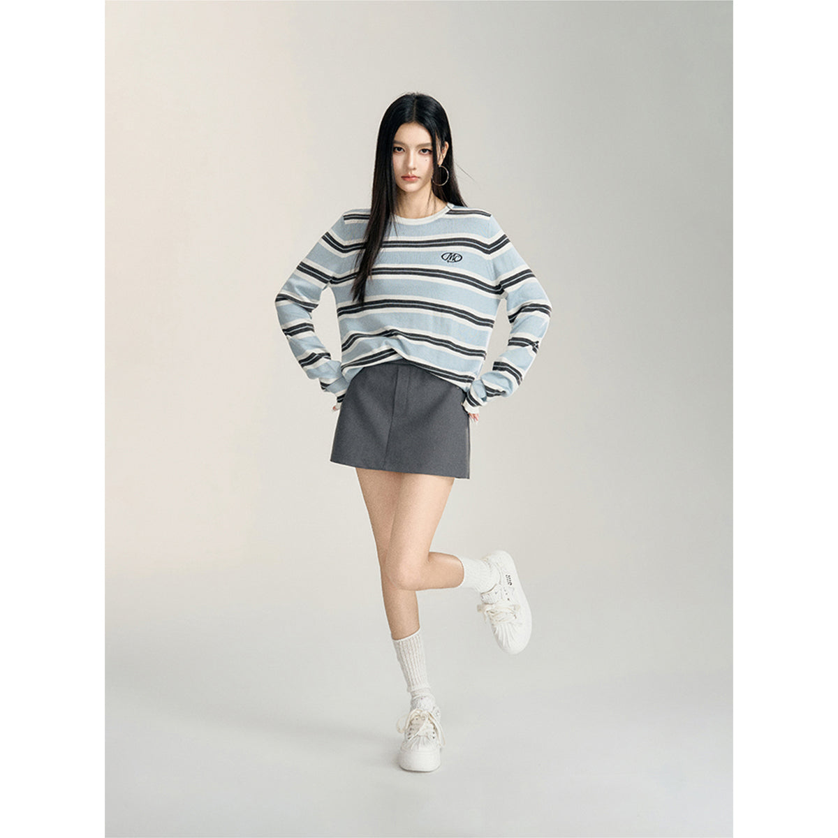 MacyMccoy Color Blocked Striped Embroidered Sweater