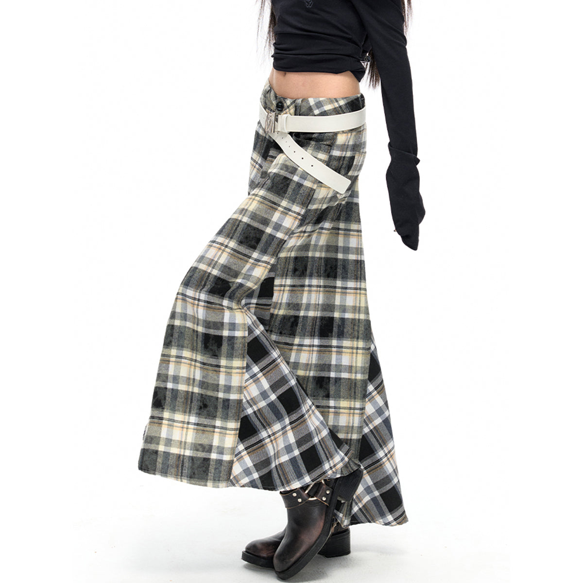 NotAwear Asymmetrical Snow Plaid A-Line Skirt