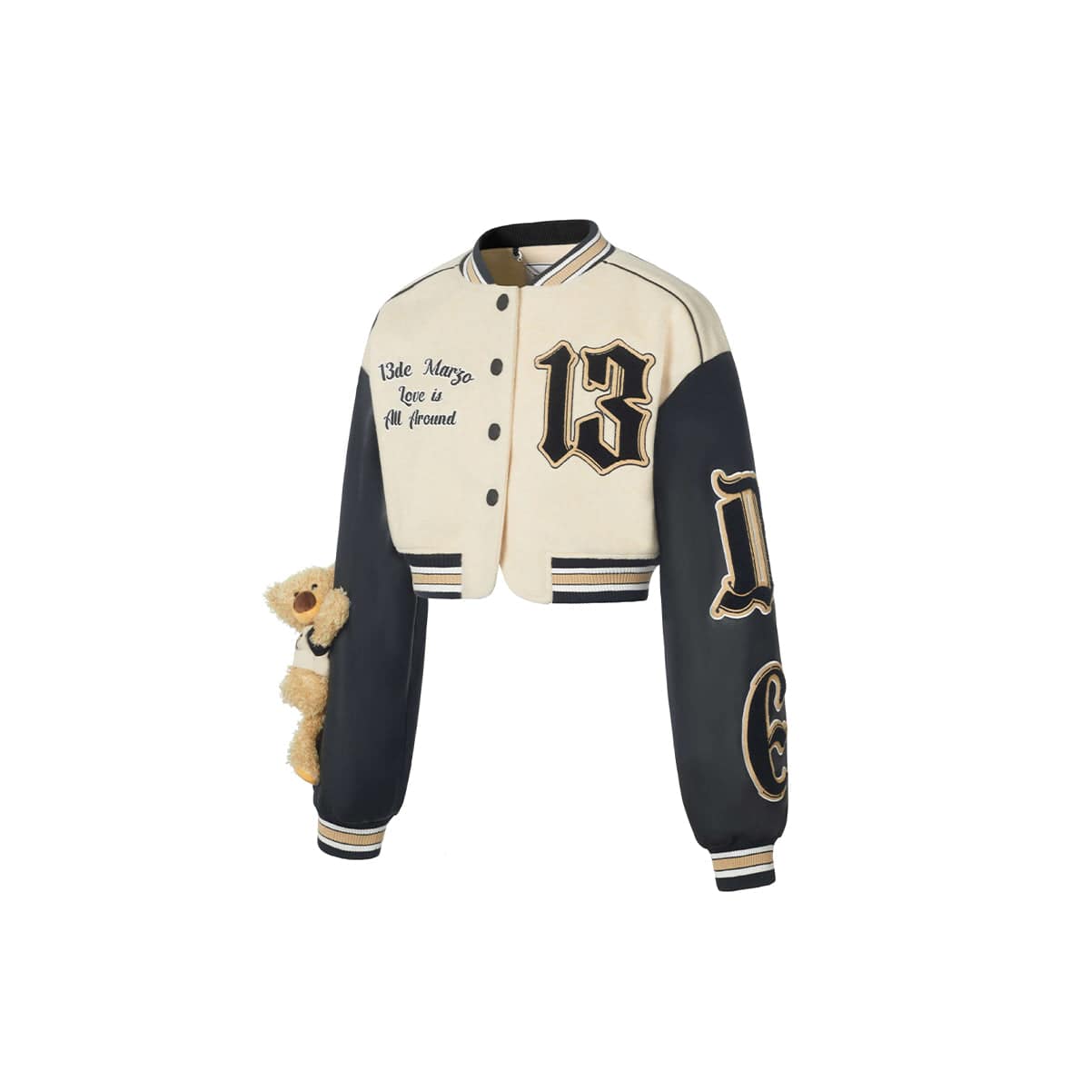 13De Marzo Vintage Short Baseball Jacket Beige