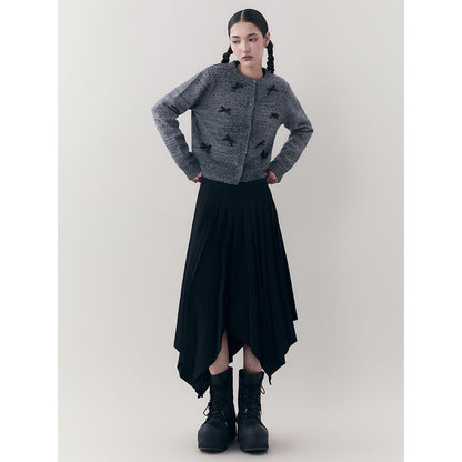 Anno Mundi Irregular Mid-Length Pleated Skirt Black