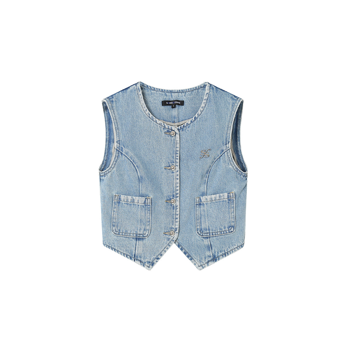 SomeSowe Metal Logo Washed Vest Top Blue