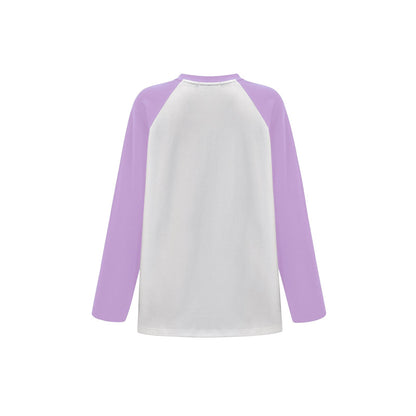 Three Quarters Color Blocked Rhinestone Logo L/S Tee Purple