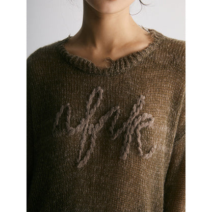 IFIK Logo Embridery Distressed Sweater