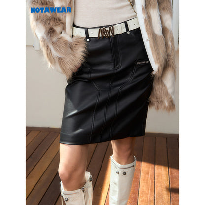 NotAwear Matte Elasticity Leather Skirt Black