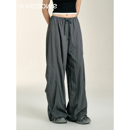 SomeSowe Patchwork Pleated Casual Pants Gray