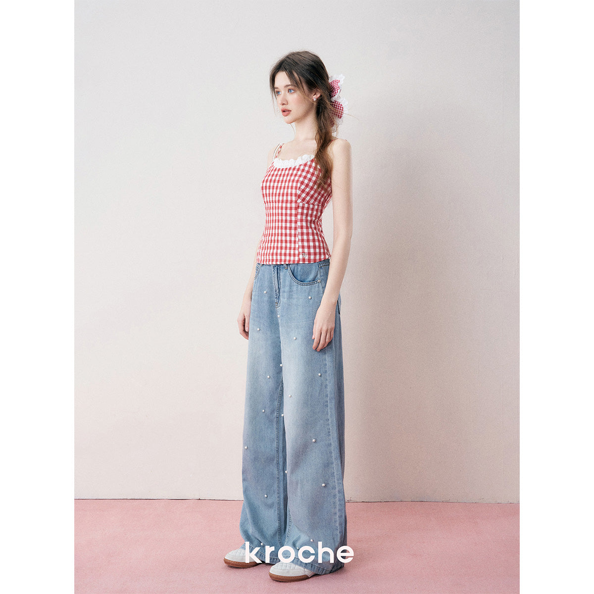 Kroche 3D Pearl High Waist Jeans