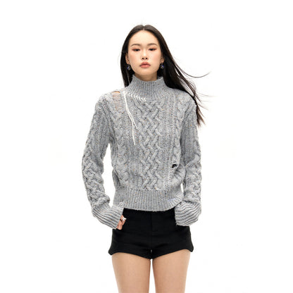 NotAwear Destroyed Twisted Woolen Sweater Grey