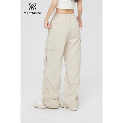 MacyMccoy Ruched Wide-Leg Cargo Pants Khaki