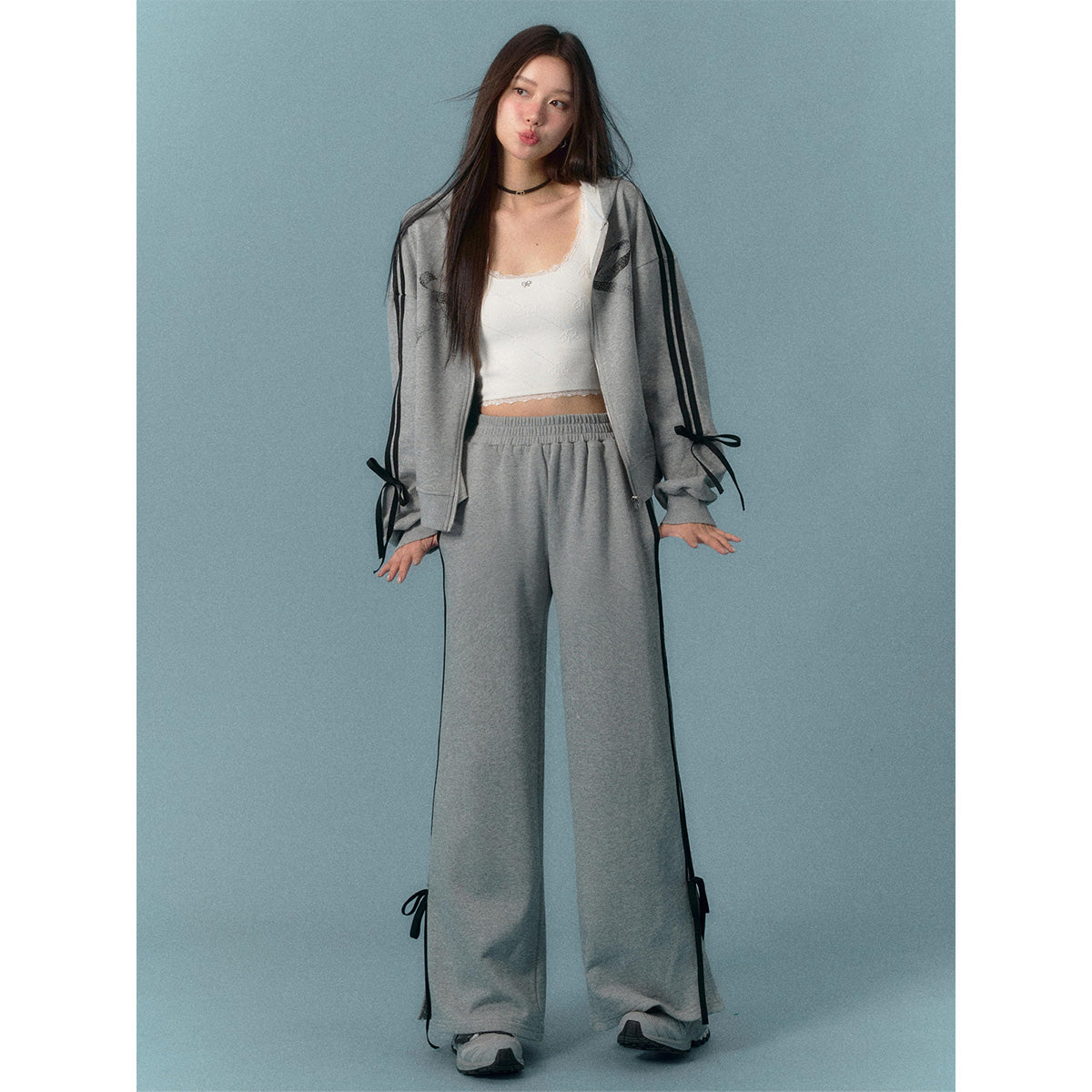 AsGony Bow-Knot Casual Sweat Pants