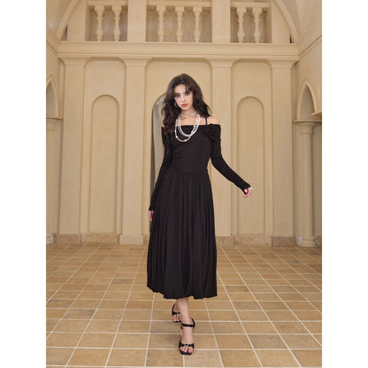 Diana Vevina 3D Rose Off-Shoulder Dress Black