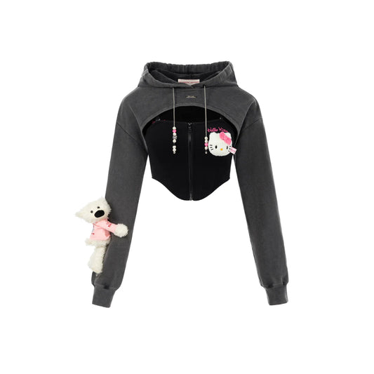 13De Marzo X Hello Kitty Sports Shorts Hoodie Black