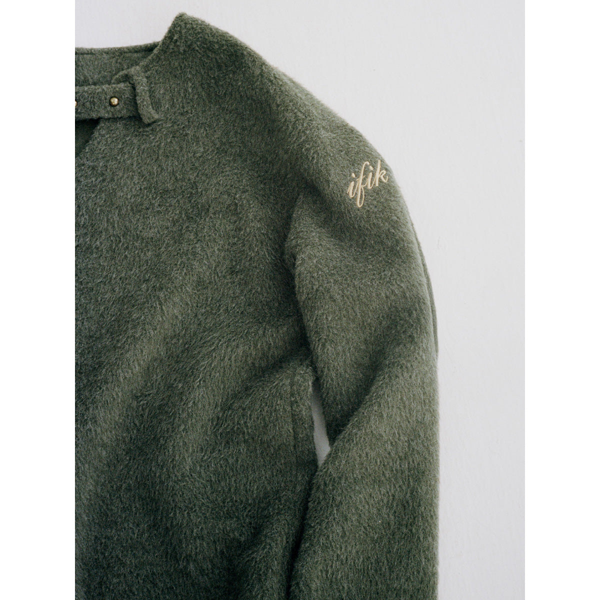 IFIK Hollow Cutting Stud Sweater Olive Green