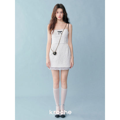 Kroche Bow Lace Patchwork Sling Dress