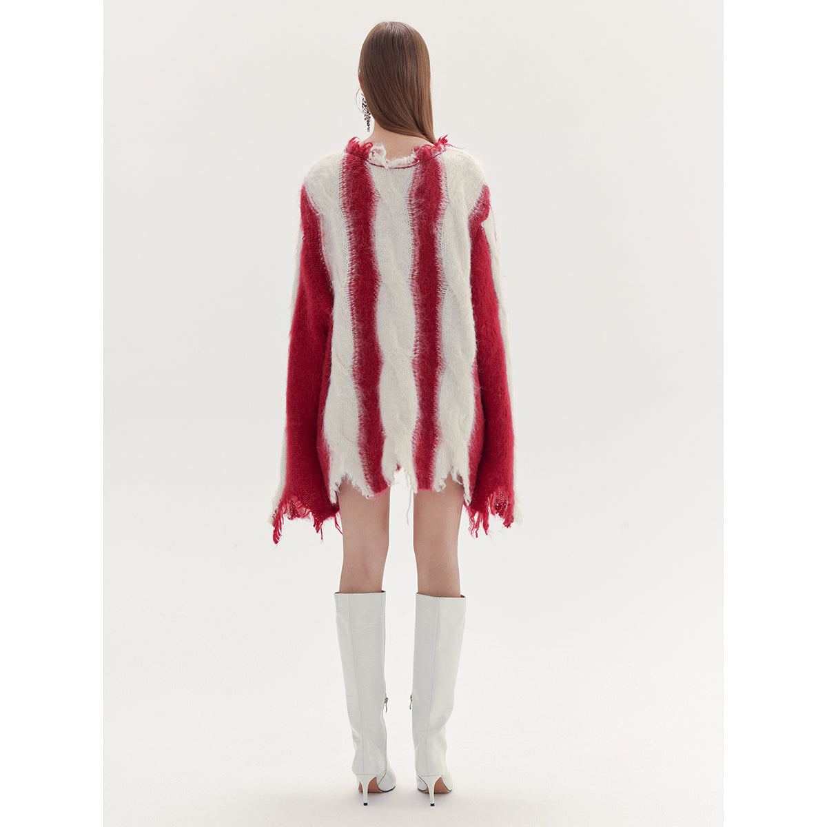 Rumia Beale Cable Sweater Red And White