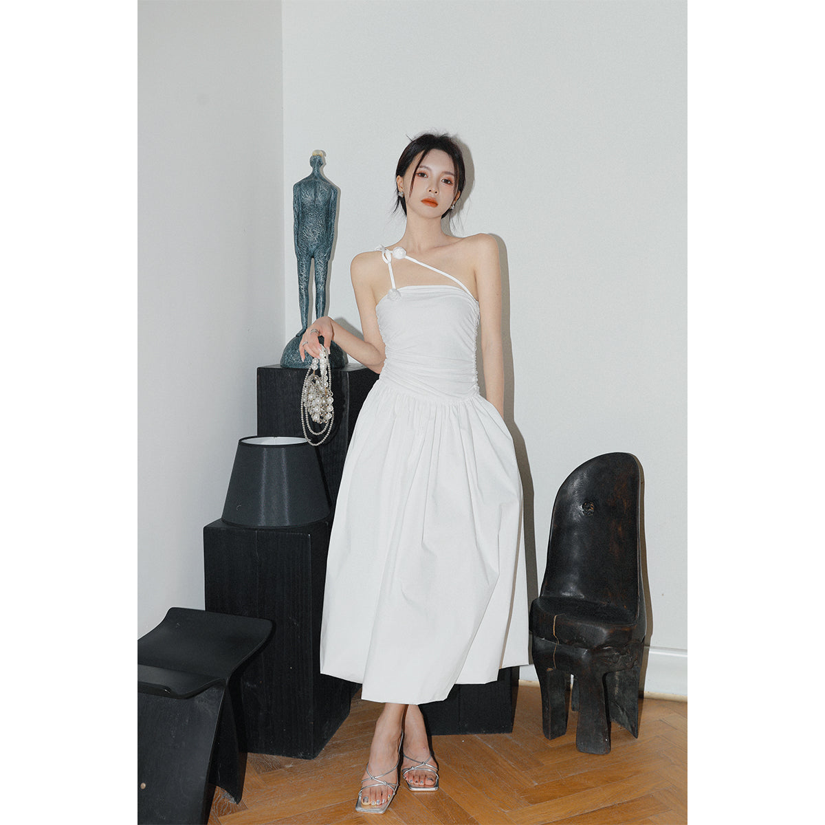 Diana Vevina French Style Halter Dress White